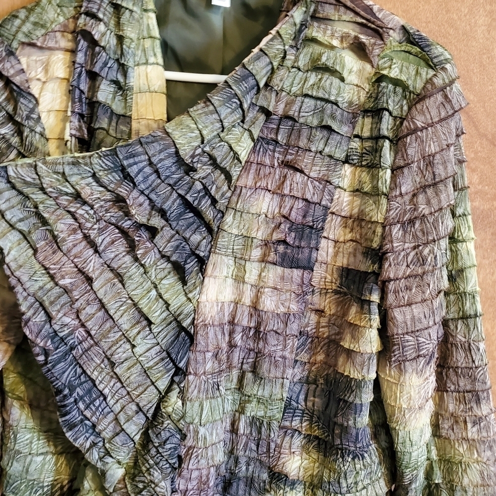 DRESSBARN OPEN DINNER JACKET. COVER UP. OFFICE. SZ XL. PURPLE GREEN - Picture 3 of 7